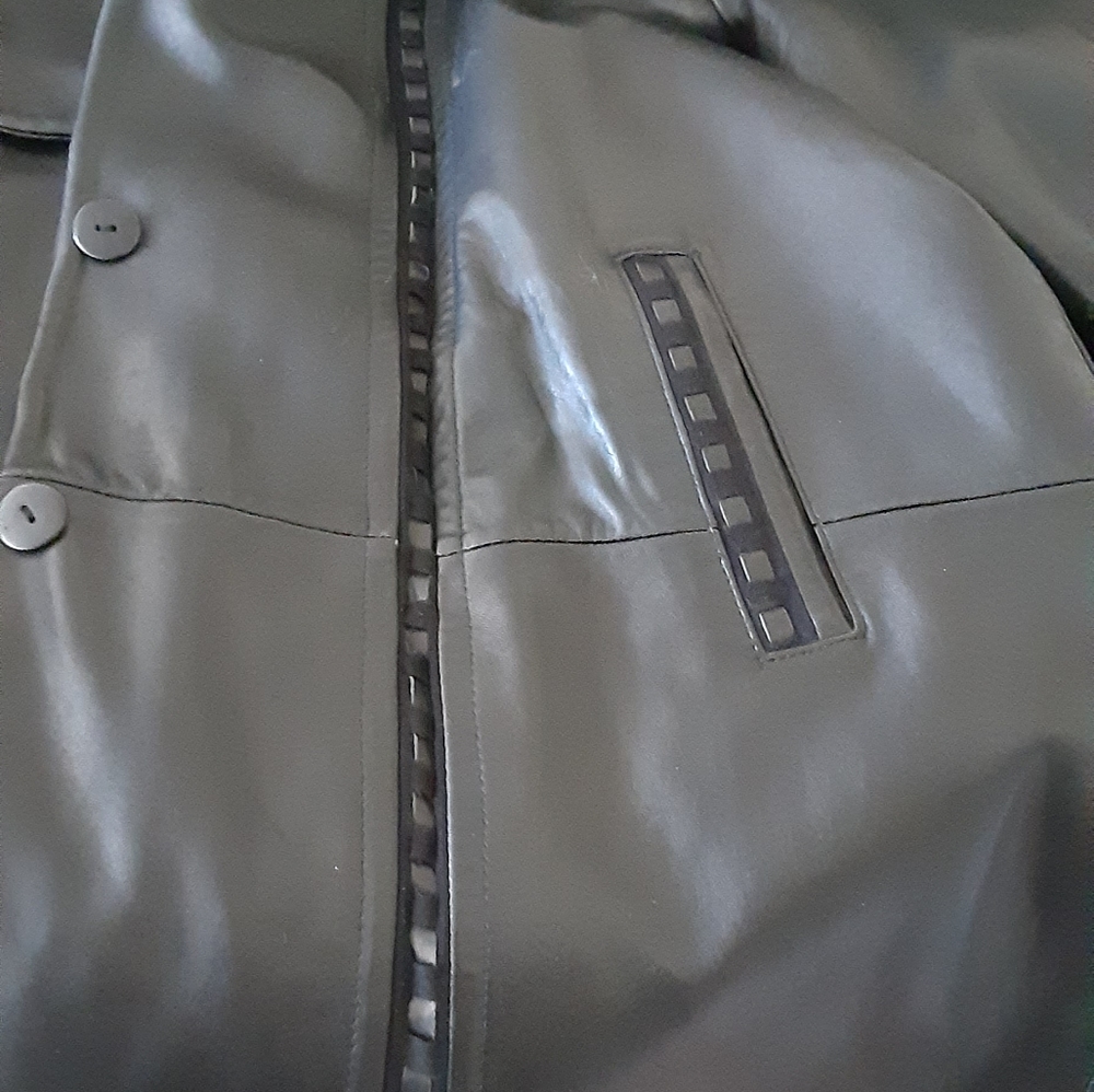 Knoles&Carter black Italian lamb skin leather coat, jacket - Picture 4 of 11